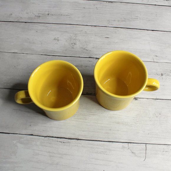 Fiesta Coffee Cup Mugs Sunflower Yellow Lot 4 Made in USA Homer Laughlin - Picture 4 of 11